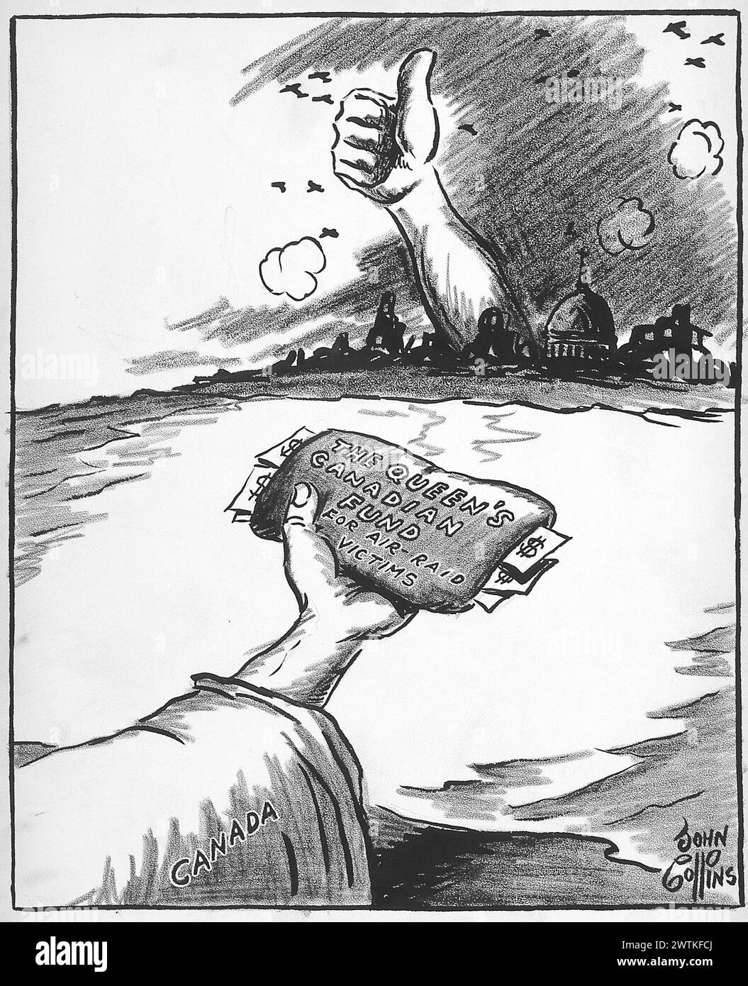 Dessin animé - mains à travers la mer. John Collins (1917-2007) Banque D'Images