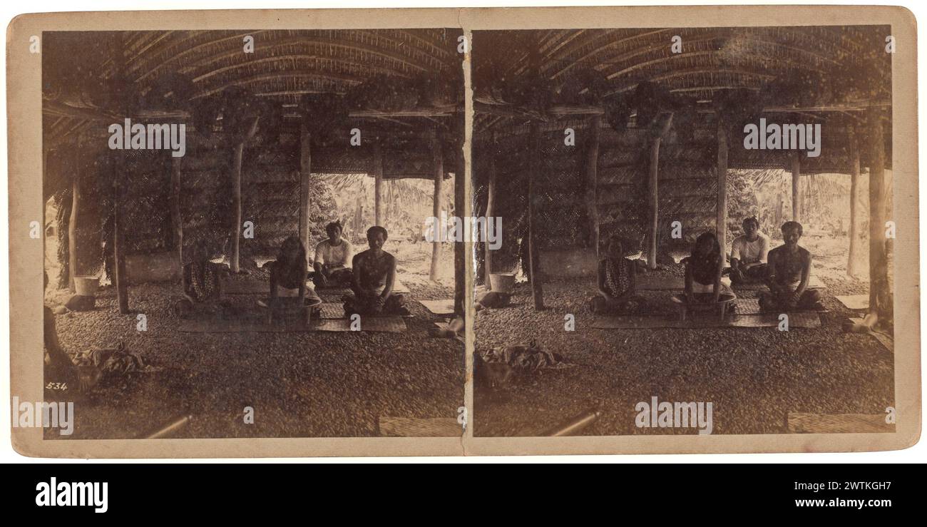 Réalisation de Kawa (sic), Samoa photographies stéréoscopiques, tirages albumen, tirages noir et blanc Banque D'Images