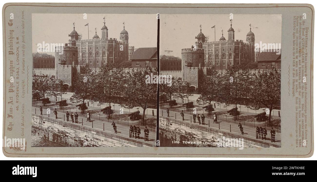 Photographies stéréoscopiques de la Tour de Londres, tirages à l'albumen, tirages noir et blanc Banque D'Images