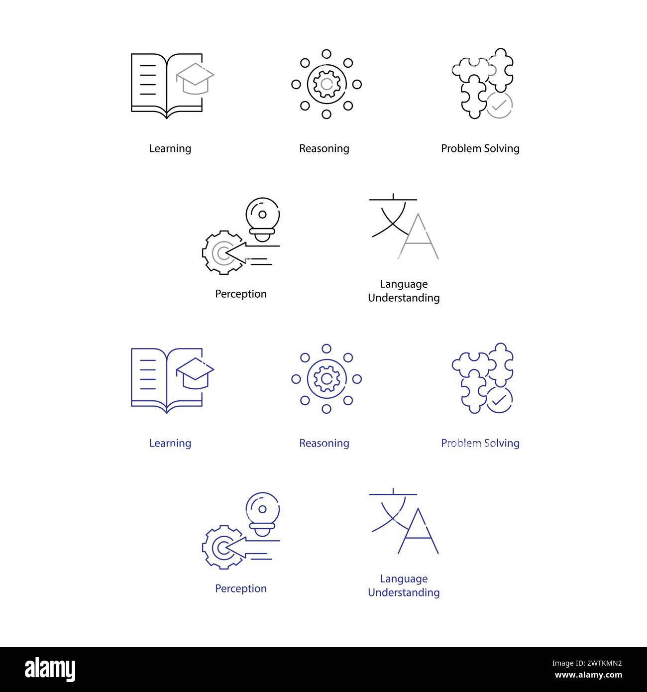 Composants de ai Symbol Vector Icon Pack visualisation des concepts de base de l'intelligence artificielle Illustration de Vecteur