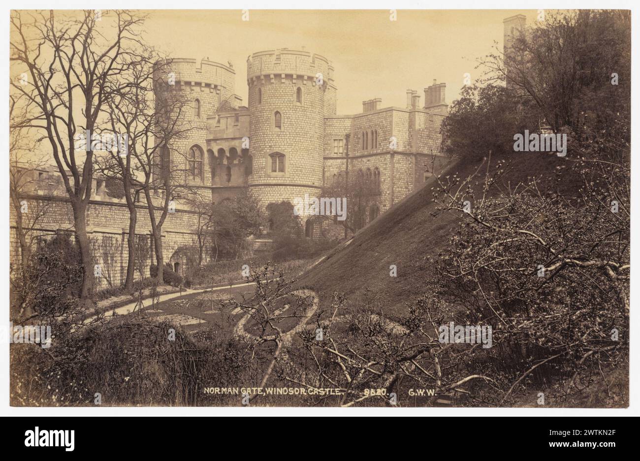 Norman Gate, Windsor Castle impressions sur albumen, impressions en noir et blanc Banque D'Images