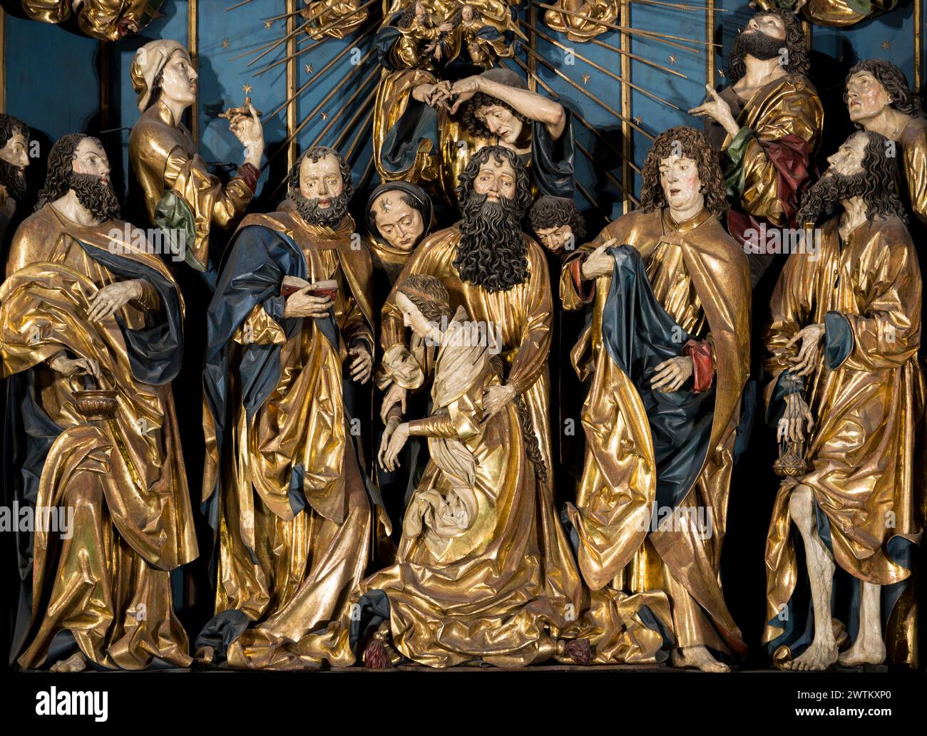 Retable Veit Stoss, composé Basilique Marie, Cracovie, vieille ville, Pologne Banque D'Images