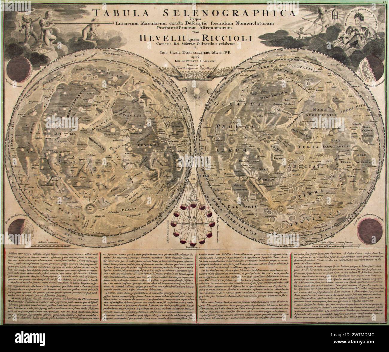 Carte astronomique - Tabula Selenographica in qua Lunarium Macularum Banque D'Images