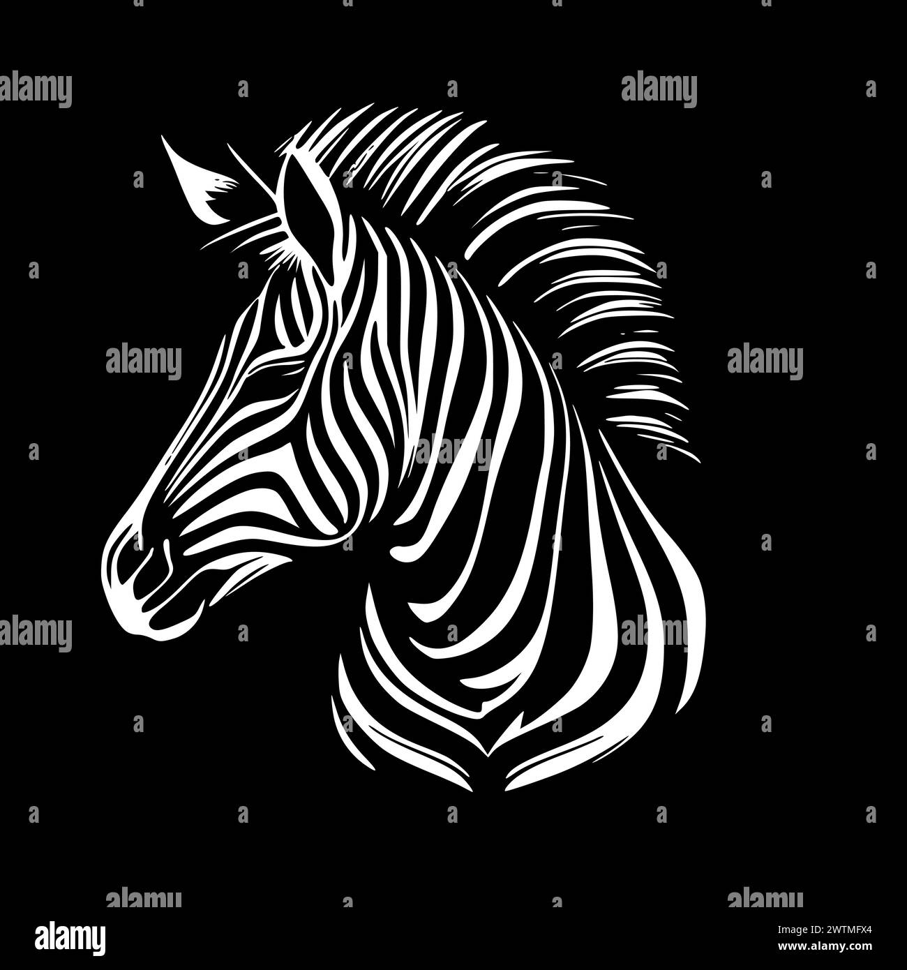 Zebra - icône isolée noir et blanc - illustration vectorielle Illustration de Vecteur