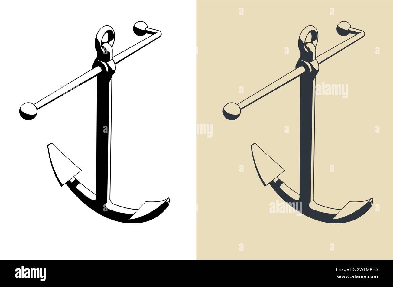 Illustrations vectorielles stylisées de l'ancre Kedge Illustration de Vecteur