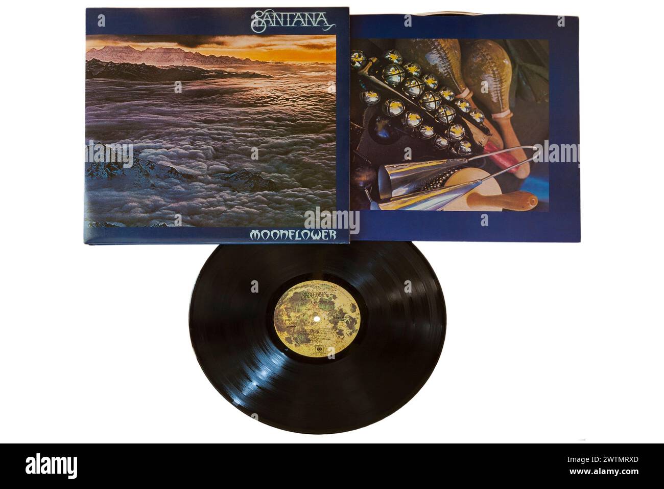Santana Moonflower album vinyle LP couverture isolée sur fond blanc - 1977 Banque D'Images