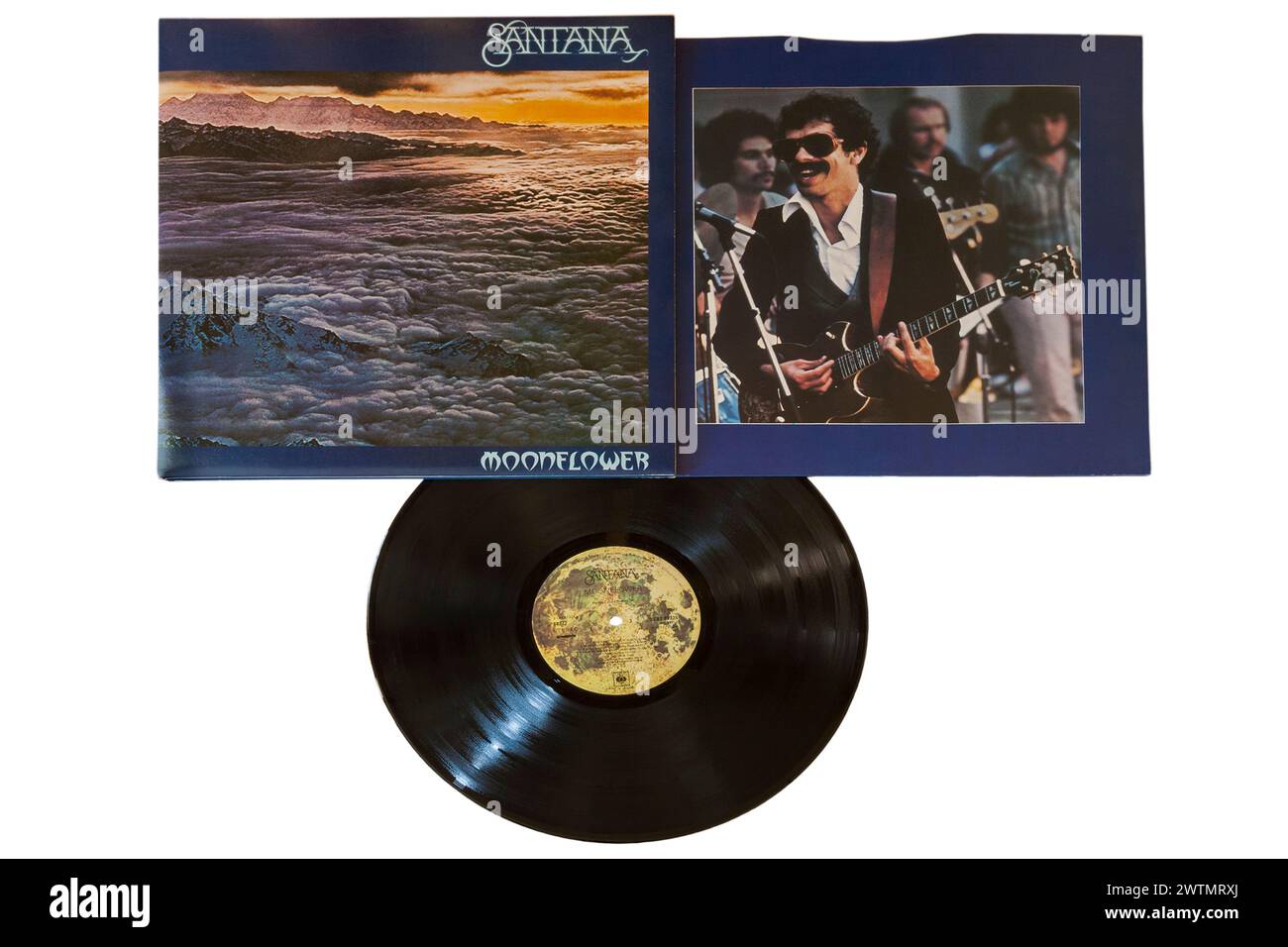 Santana Moonflower album vinyle LP couverture isolée sur fond blanc - 1977 Banque D'Images
