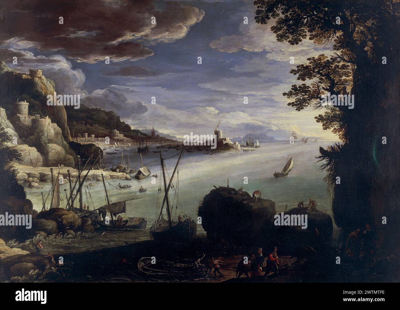 Paysage avec port, 1611 Paul Bril Banque D'Images