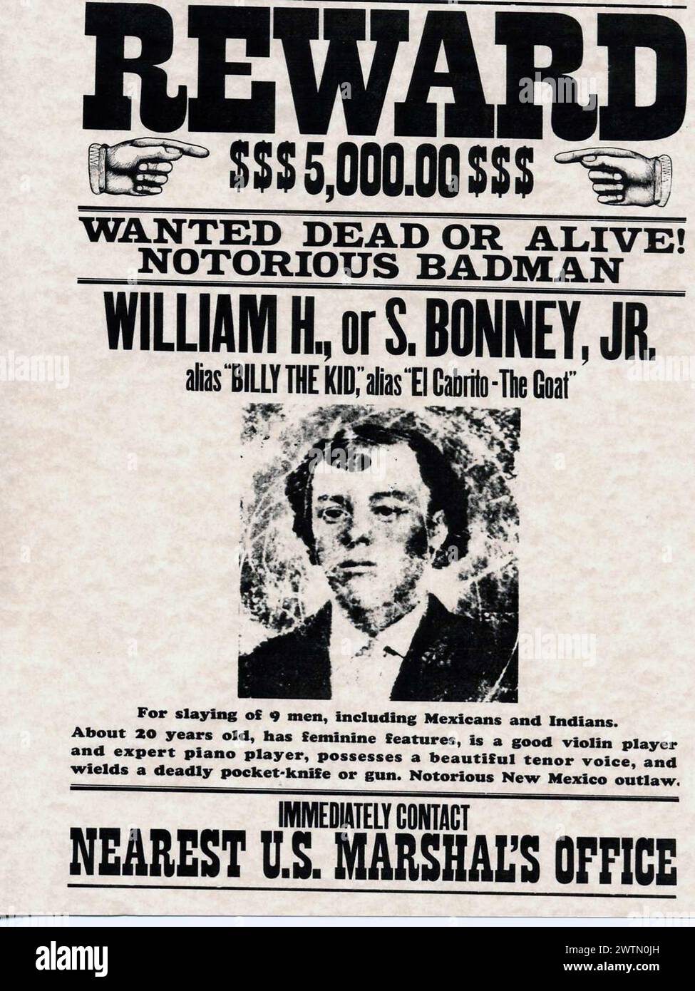 Vintage United States Outlaw Wanted Dead or Alive et des affiches similaires de l'ère des cow-boys et du Far West Banque D'Images