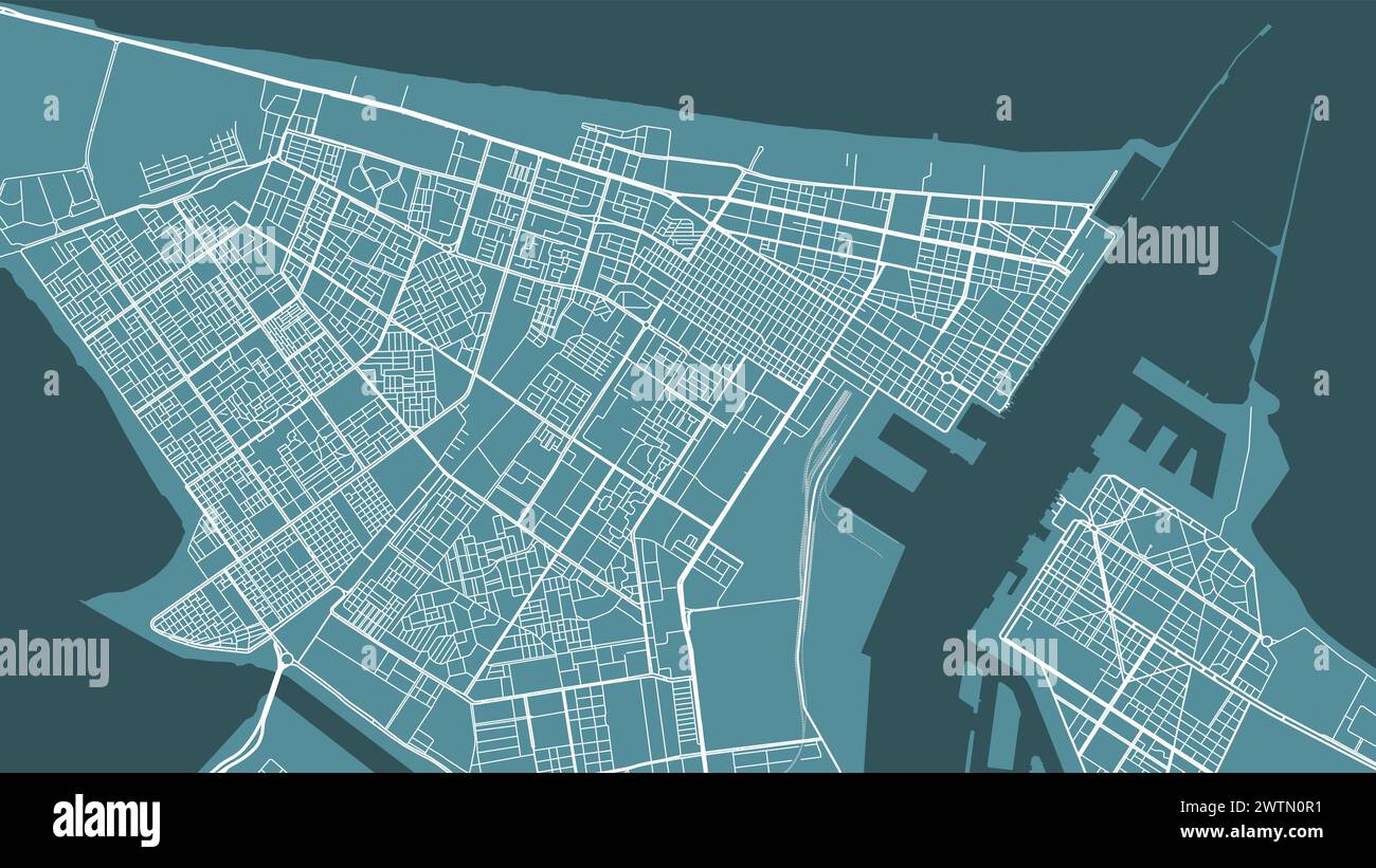 Blue Port Said map, Egypte. Vecteur ville Street map, zone municipale. Illustration de Vecteur