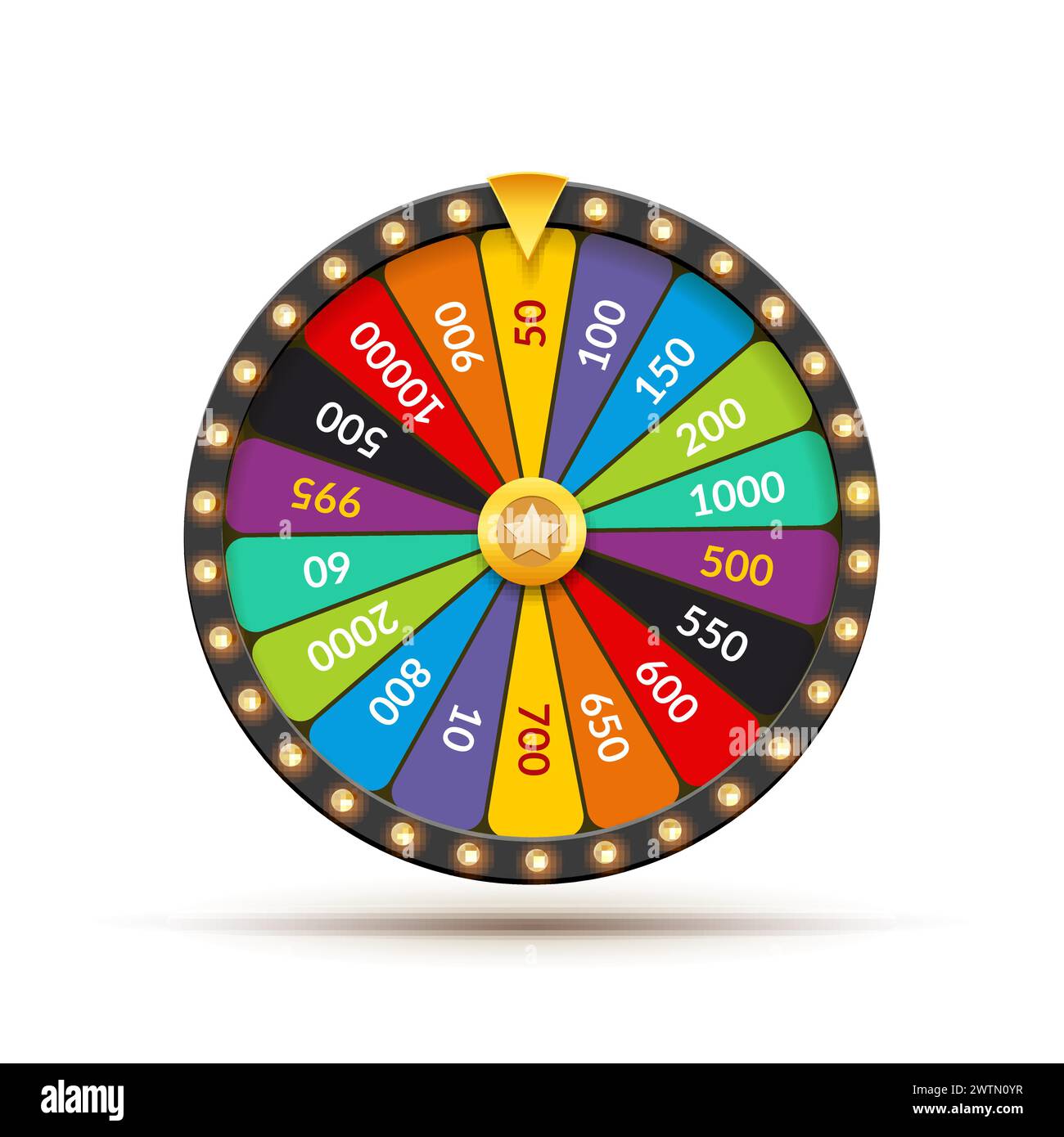 Roue de la Fortune loterie illustration de chance. Jeu de hasard de casino. Gagnez la roulette de fortune. Loisirs de chance de jeu Illustration de Vecteur