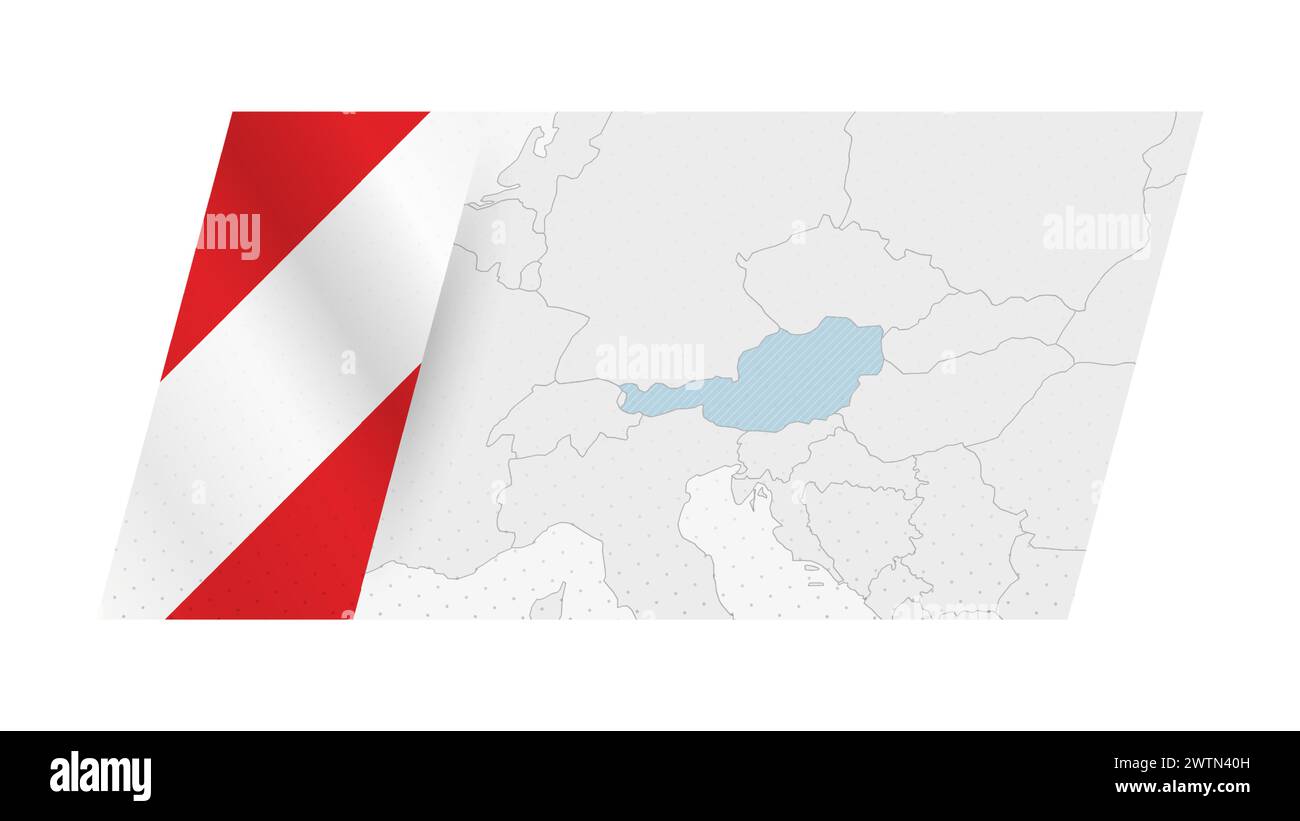 Carte de l'Autriche dans un style moderne avec drapeau de l'Autriche sur le côté gauche. Illustration vectorielle d'une carte. Illustration de Vecteur
