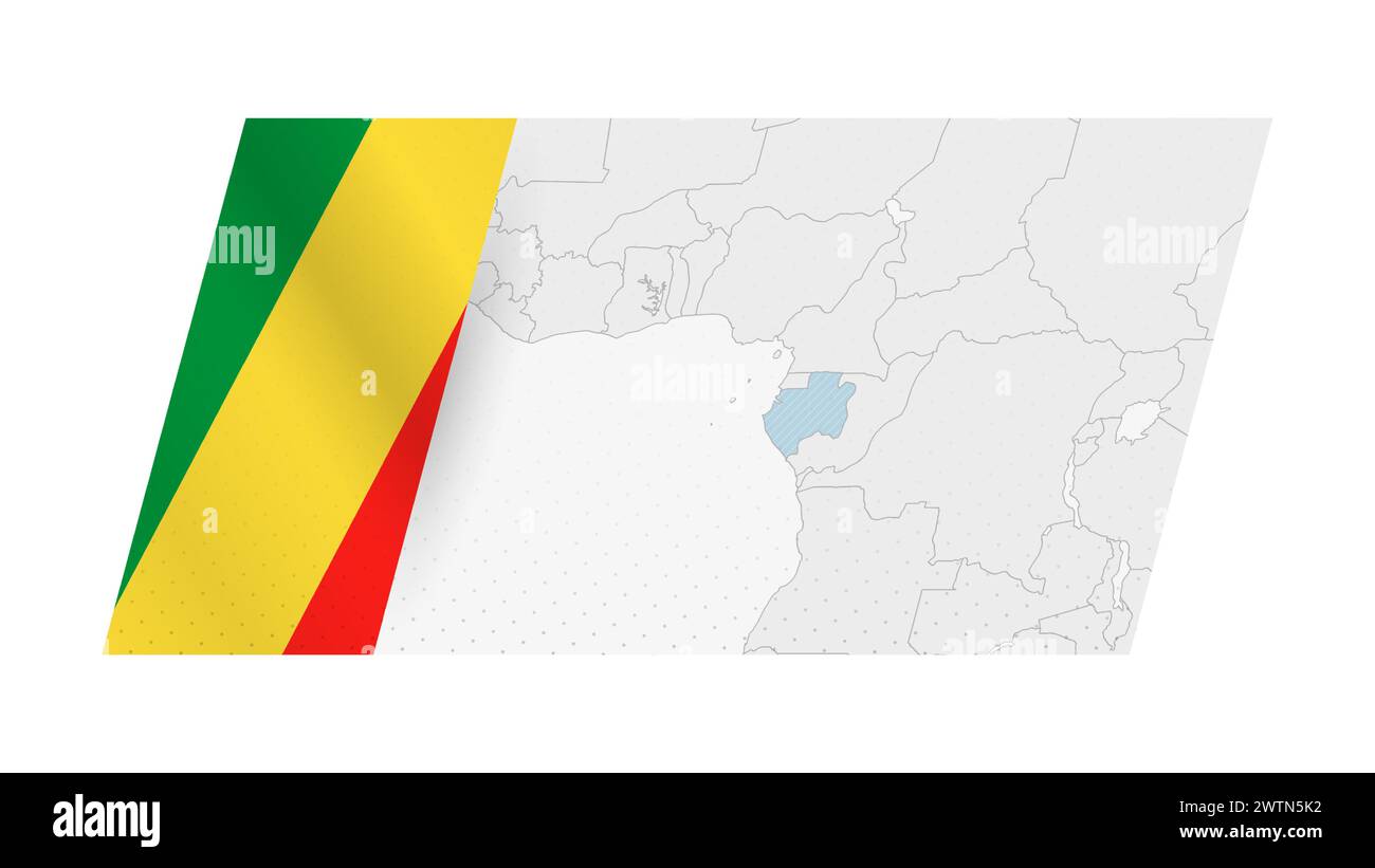 Carte du Congo dans un style moderne avec drapeau du Congo sur le côté gauche. Illustration vectorielle d'une carte. Illustration de Vecteur