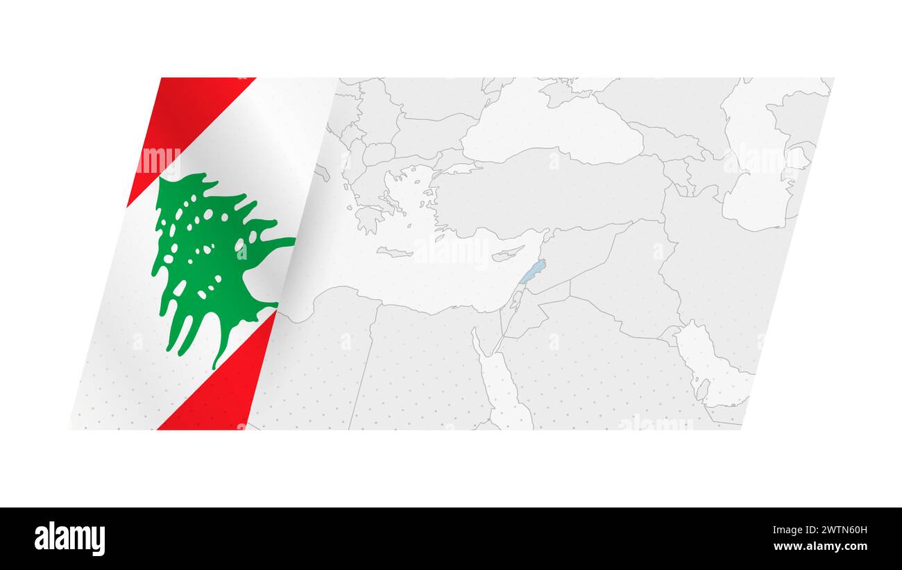 Carte du Liban dans un style moderne avec drapeau du Liban sur le côté gauche. Illustration vectorielle d'une carte. Illustration de Vecteur