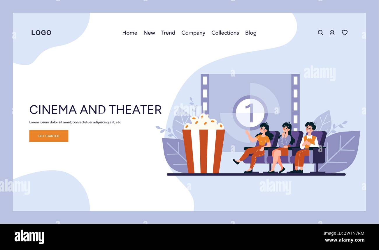 Ensemble cinéma et théâtre. Passionnés immergés dans la magie du cinéma et de la performance, partageant un moment d’enchantement collectif dans la lueur tamisée du grand écran. Illustration vectorielle Illustration de Vecteur