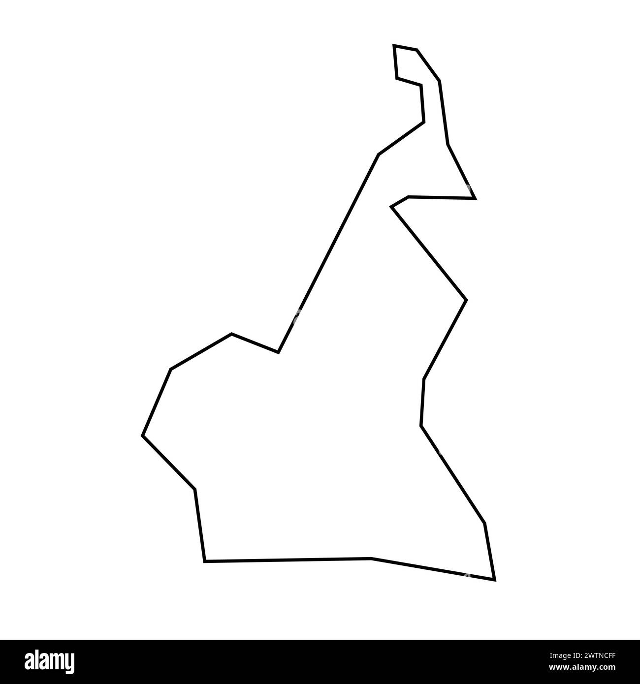 Cameroun pays mince silhouette de contour noir. Carte simplifiée. Icône de vecteur isolé sur fond blanc. Illustration de Vecteur