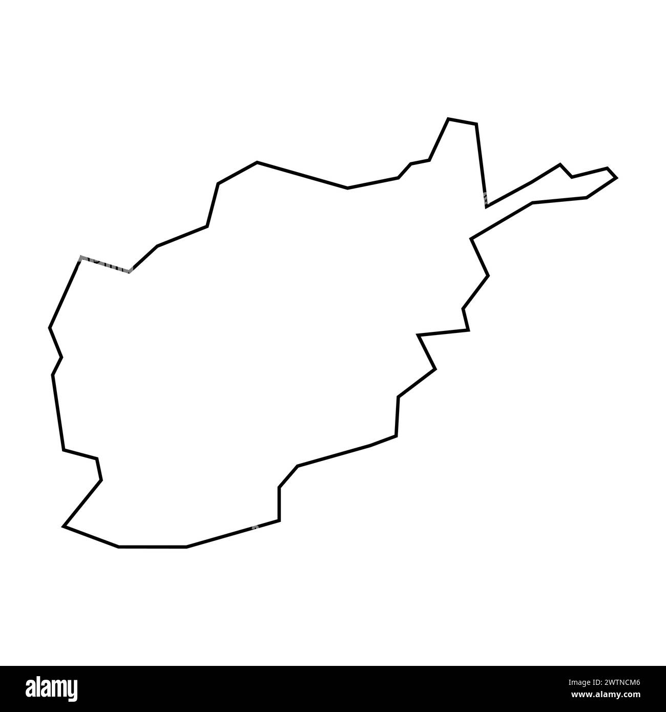 Afghanistan Country silhouette de contour noir mince. Carte simplifiée. Icône de vecteur isolé sur fond blanc. Illustration de Vecteur