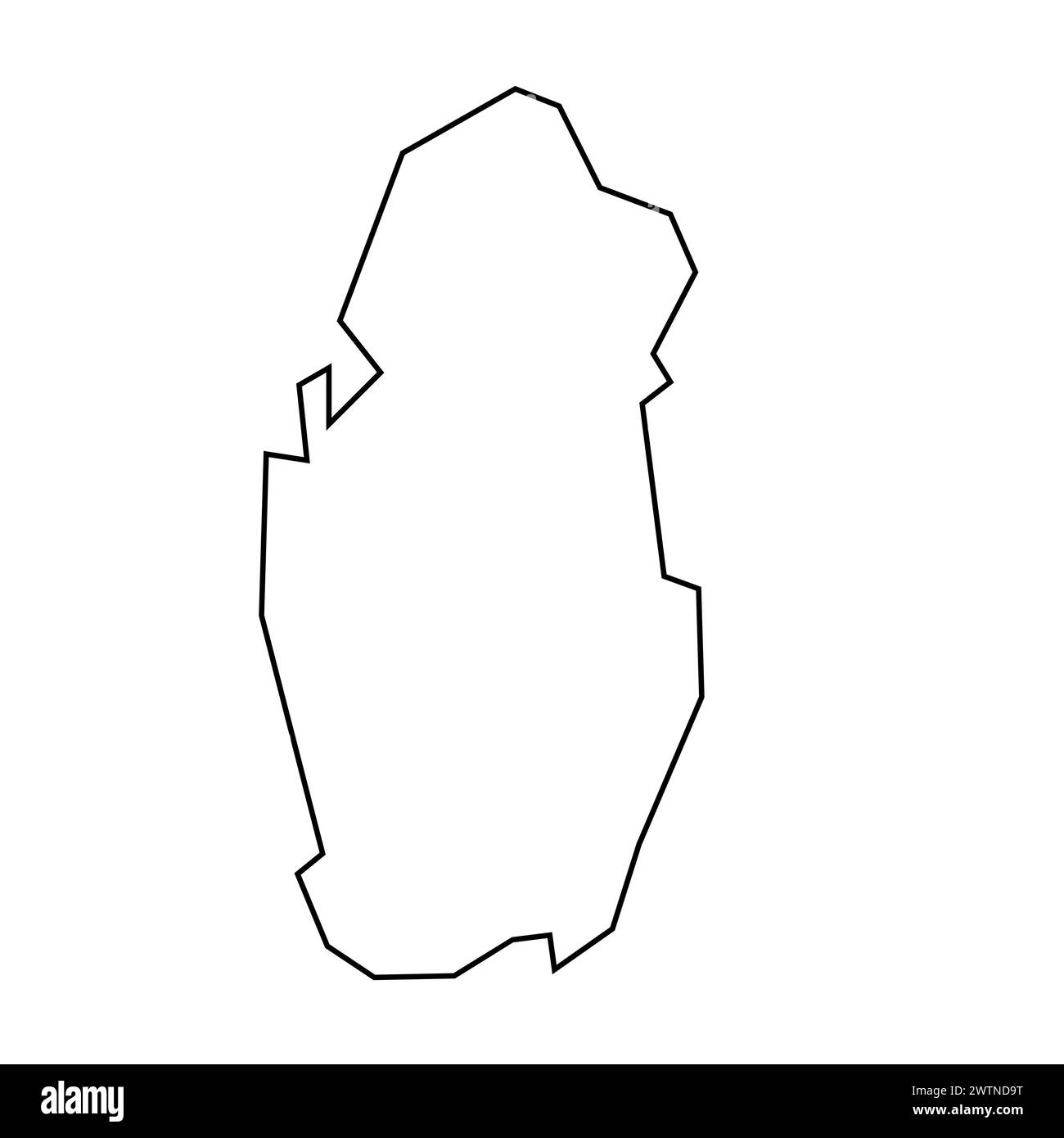 Qatar Country silhouette de contour noir mince. Carte simplifiée. Icône de vecteur isolé sur fond blanc. Illustration de Vecteur