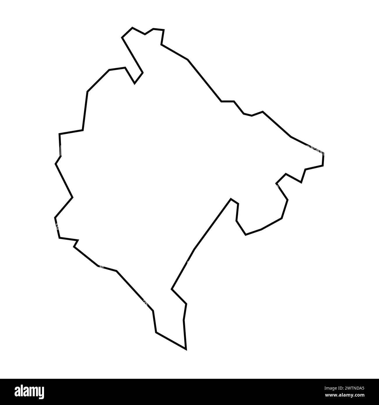 Monténégro Country silhouette fine de contour noir. Carte simplifiée. Icône de vecteur isolé sur fond blanc. Illustration de Vecteur
