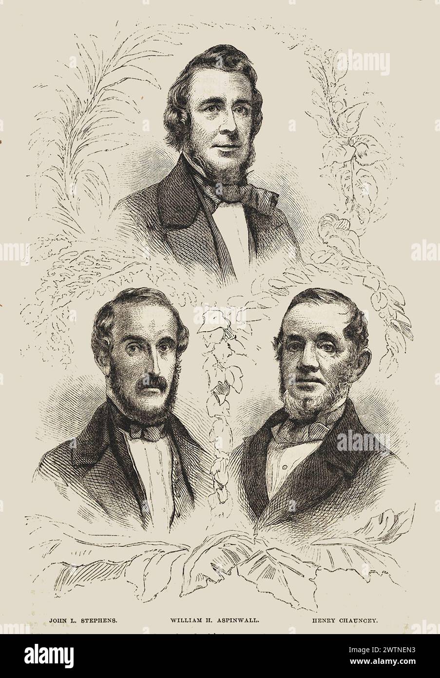 Fondateurs du Panama Railroad, John L. Stephens, William H. Aspinwall et Henry Chauncey Panex - janvier 1859 Banque D'Images