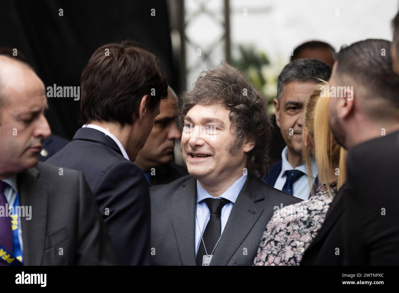 Buenos Aires, Buenos Aires, Argentine. 18 mars 2024. Le président Javier Milei participera à l’événement marquant le 32e anniversaire de l’attaque terroriste contre l’ambassade d’Israël. L'attaque a fait 29 morts le 17 mars 1992. (Crédit image : © Esteban Osorio/ZUMA Press Wire) USAGE ÉDITORIAL SEULEMENT! Non destiné à UN USAGE commercial ! Crédit : ZUMA Press, Inc/Alamy Live News Banque D'Images