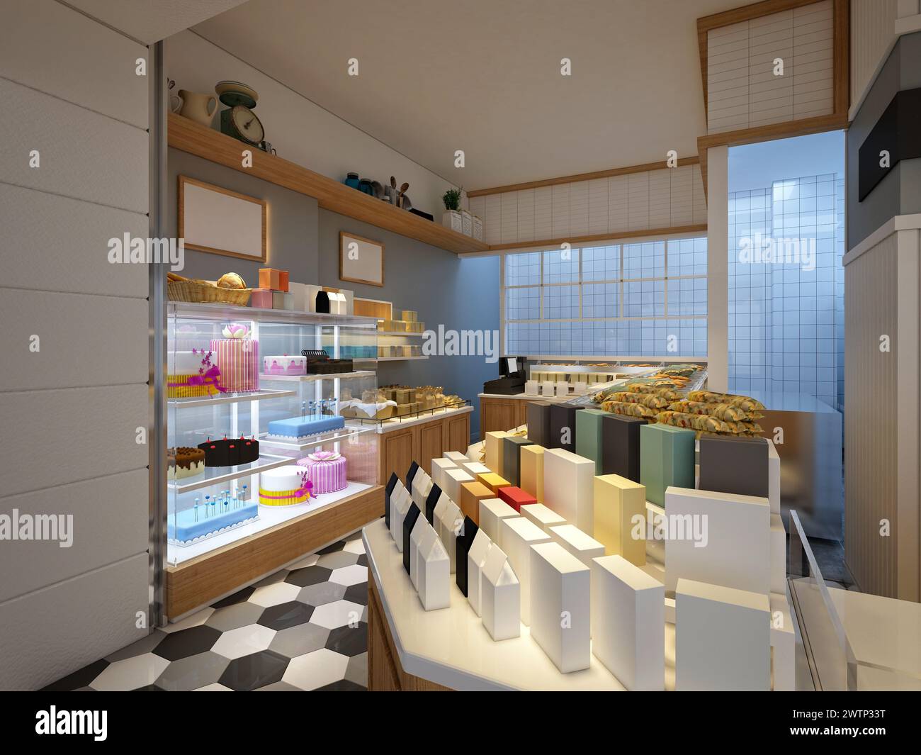 café moderne 3d render Banque D'Images café moderne 3d render Banque D'Images