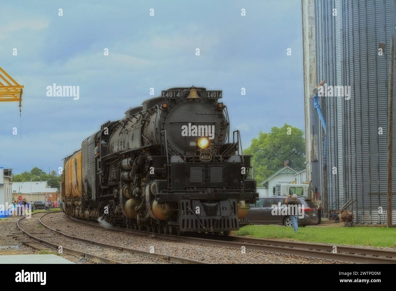 Big Boy 4014 Union Pacific train à vapeur à Ellsworth Kansas USA qui était un jour historique. Banque D'Images