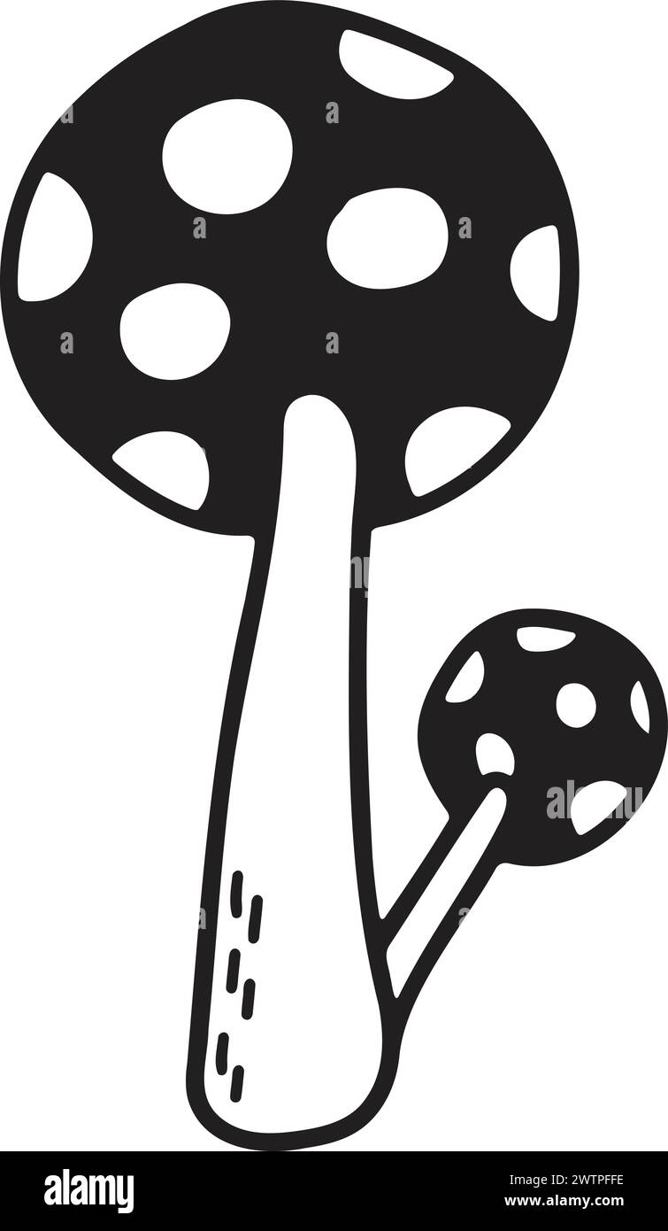 Champignons dessinés à la main ou champignons vénénéneux dans un style plat isolé sur fond Illustration de Vecteur