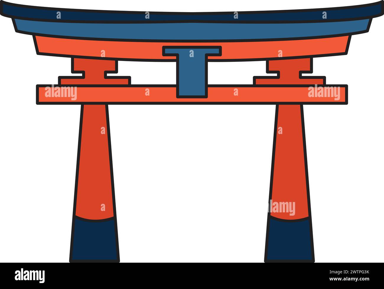 Pavillons ou pagodes de style japonais et chinois dessinés à la main dans un style plat isolé sur fond Illustration de Vecteur