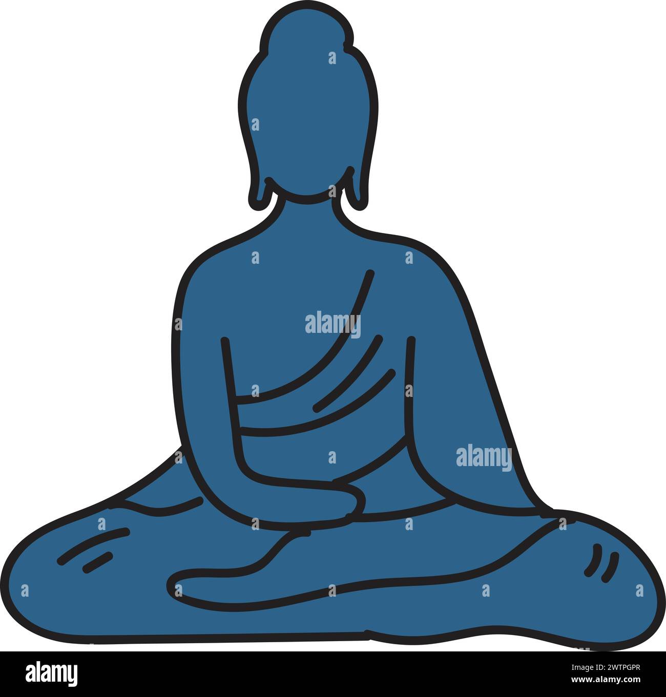 Sculpture de Bouddha dessinée à la main dans un style plat isolé sur fond Illustration de Vecteur