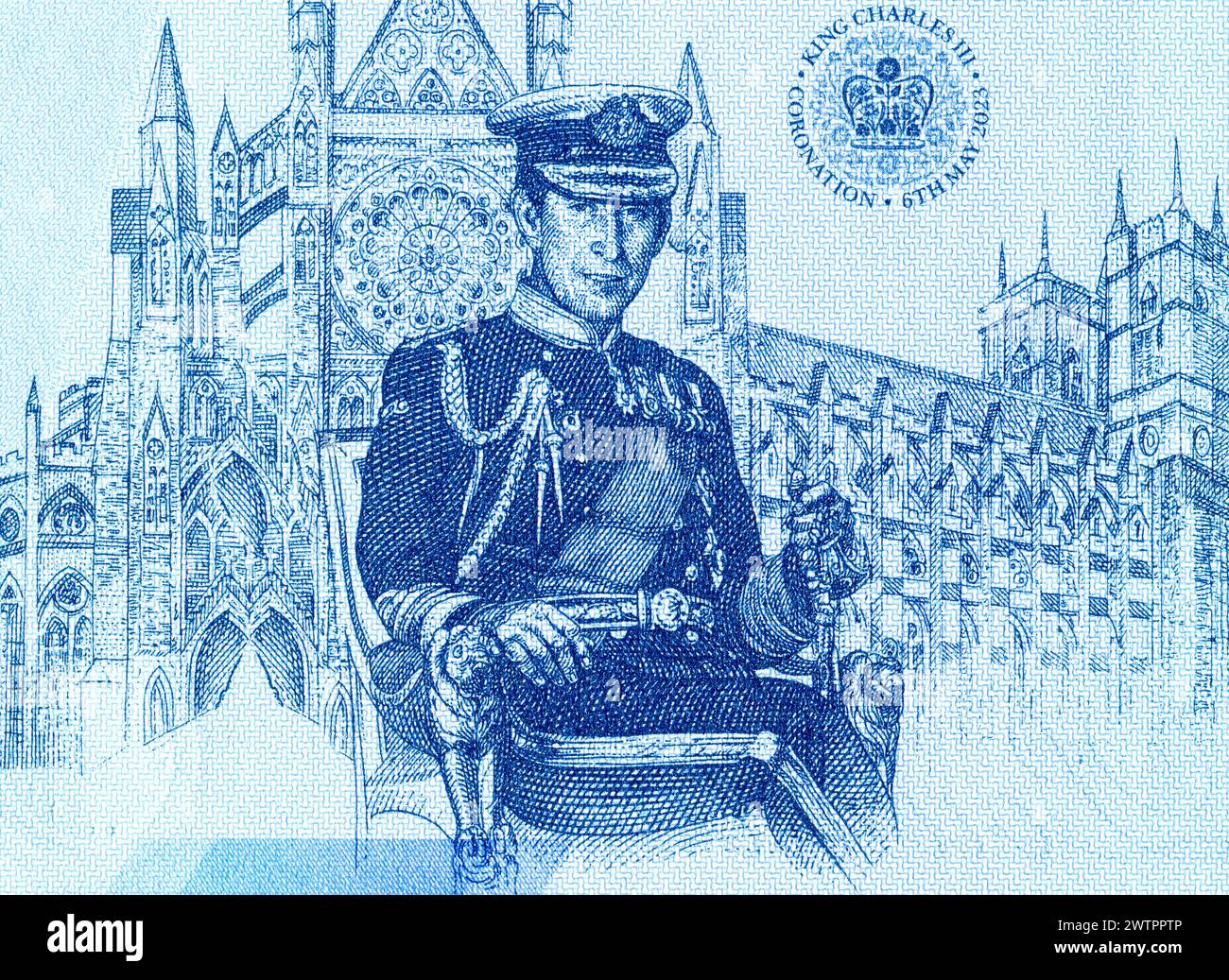 Samara, Russie - 3 mars 2024 : Roi Charles III, Portrait de Grande-Bretagne billets souvenirs. Billet de banque en papier souvenir Banque D'Images