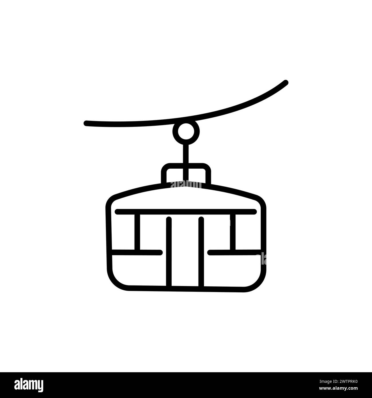 Icône de ligne funiculaire. Logo ou illustration d'icône de train de ciel avec la conception vectorielle de style de trait de contour. utilisation parfaite pour le web, l'application mobile, le motif Illustration de Vecteur