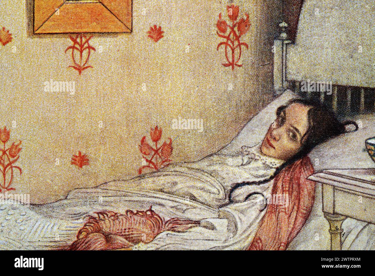 Portrait d'une jeune femme au lit par Carl Larsson, années 1890, art suédois Banque D'Images