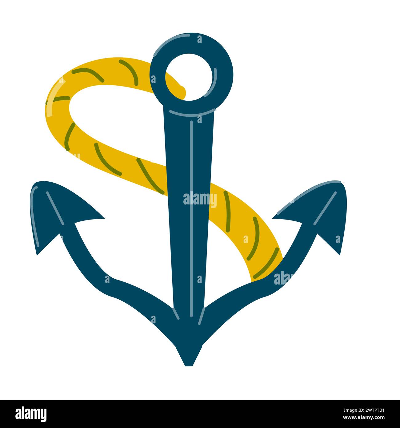 Illustration vectorielle d'ancre - icône maritime nautique. Illustration vectorielle dans un style plat. Illustration de Vecteur