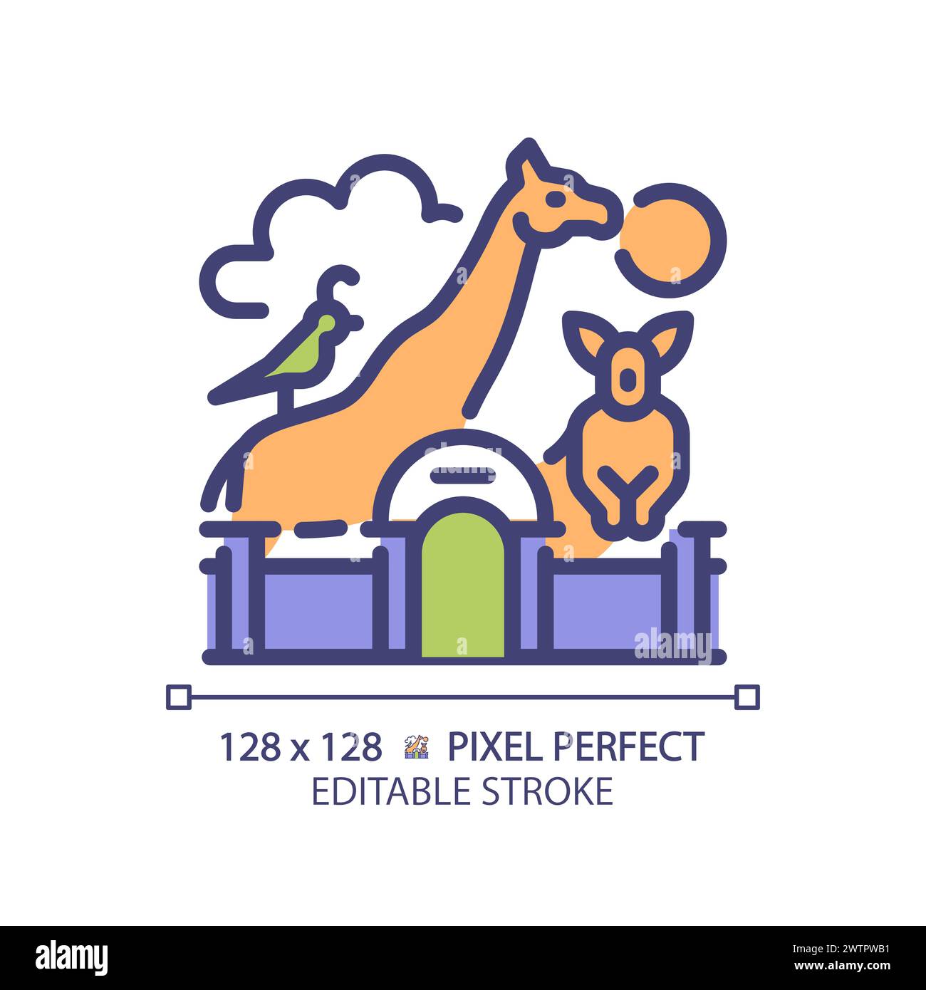 Zoo Life exposition pixel Perfect icône de couleur RGB Illustration de Vecteur