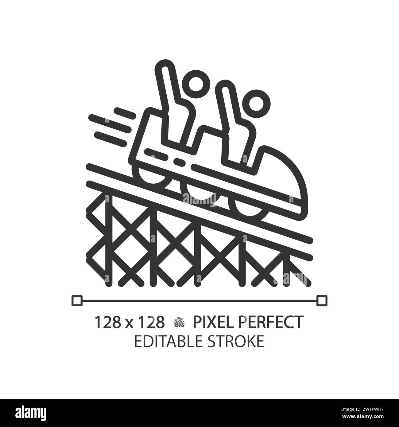 Icône linéaire parfaite pixel de montagnes russes Illustration de Vecteur
