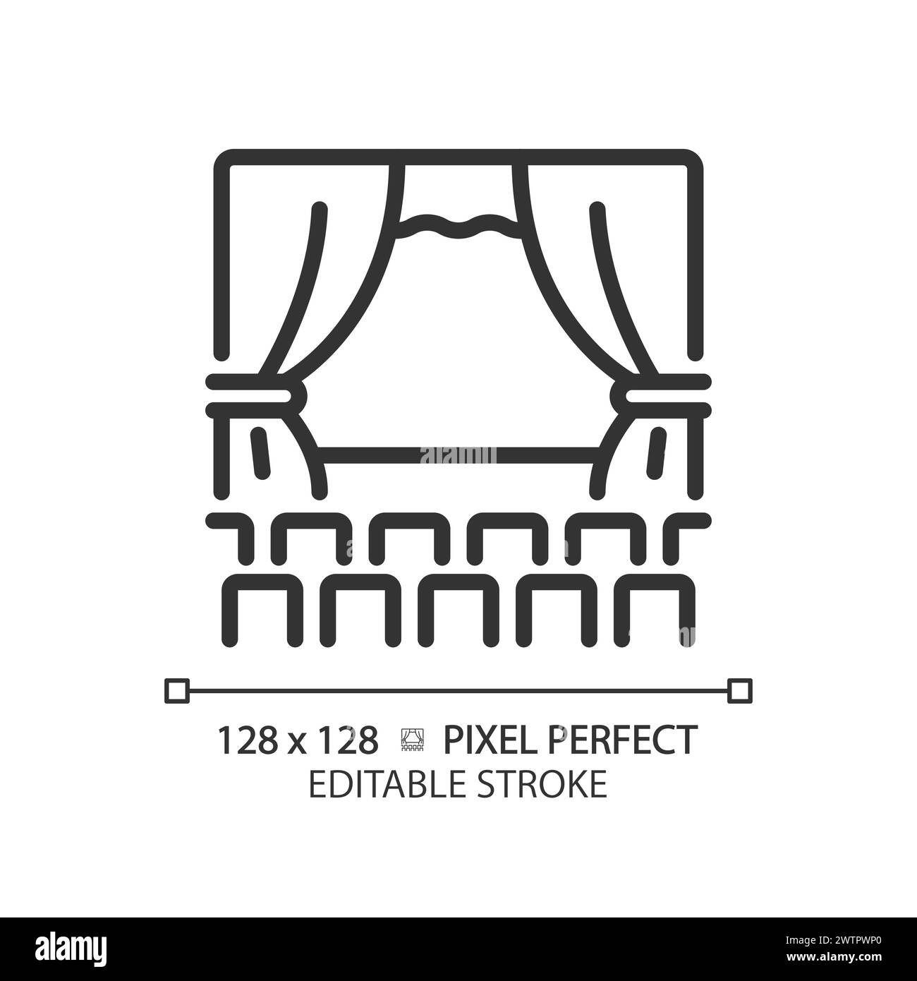 Icône linéaire Pixel Perfect pour les salles de cinéma Illustration de Vecteur