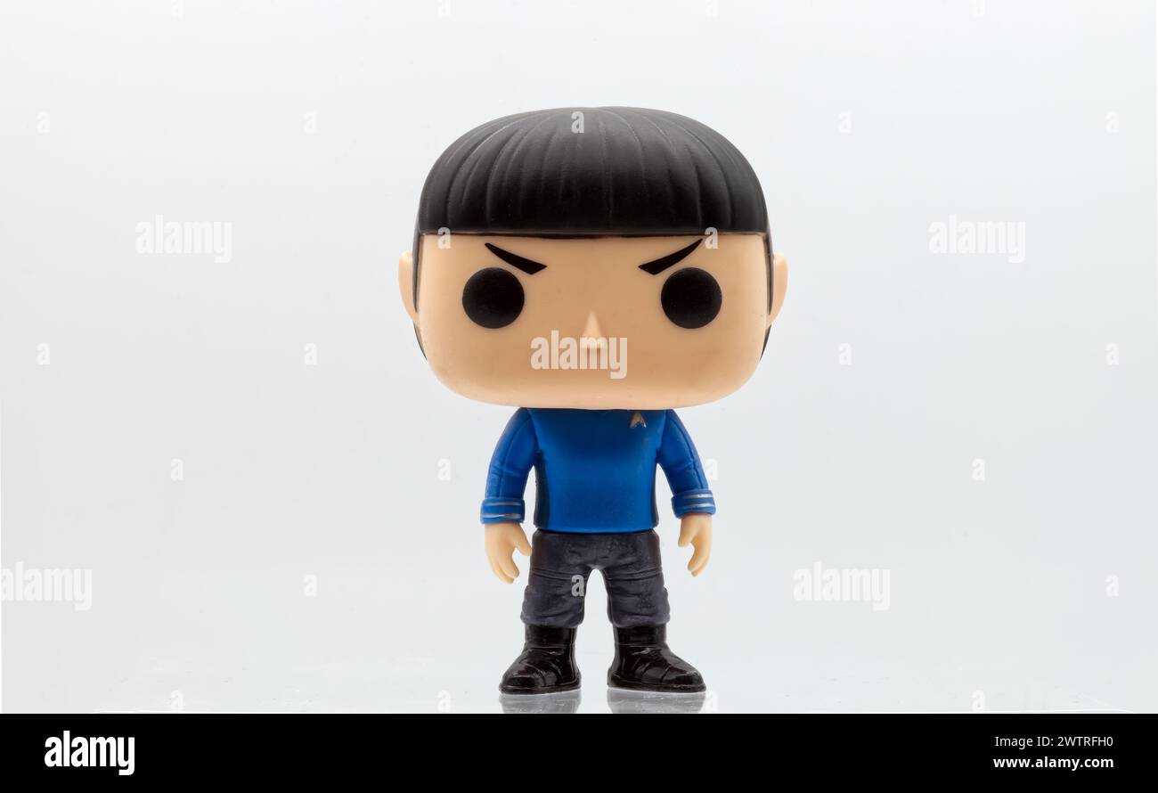 Figurine vinyle Funko Pop de Mr Spock de la série tv Star Trek. Banque D'Images
