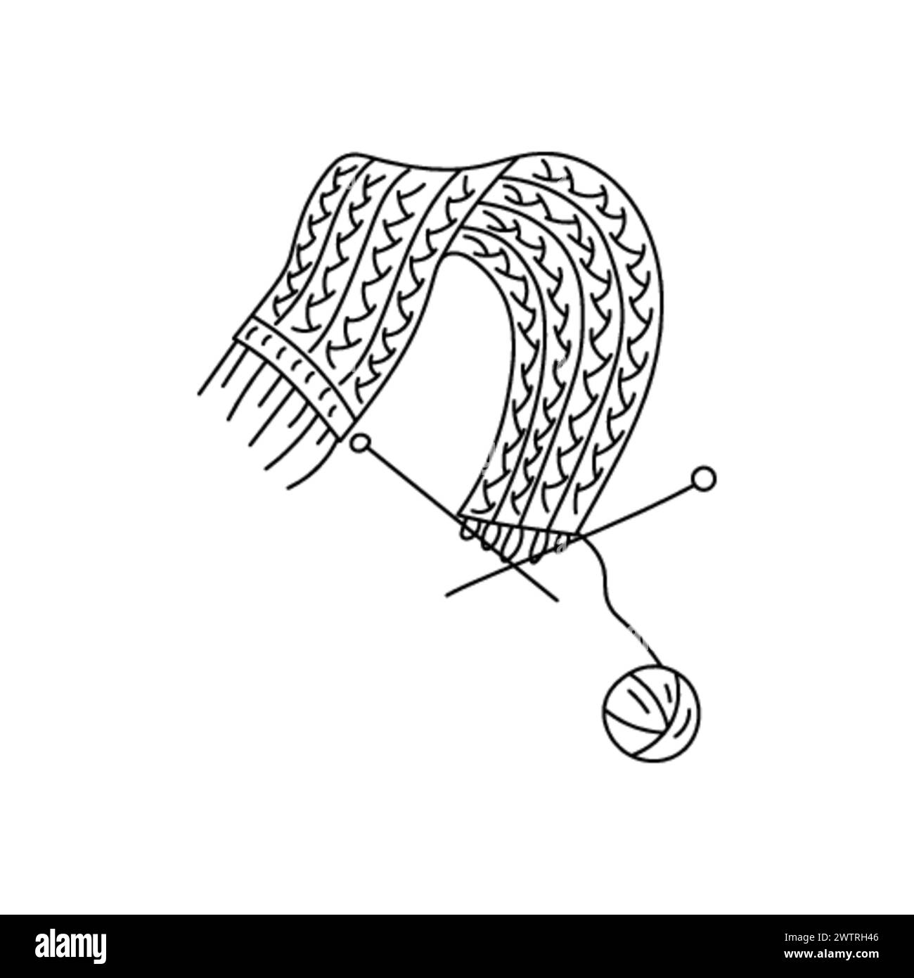 Écharpe tricotée et boule de fil Illustration de Vecteur