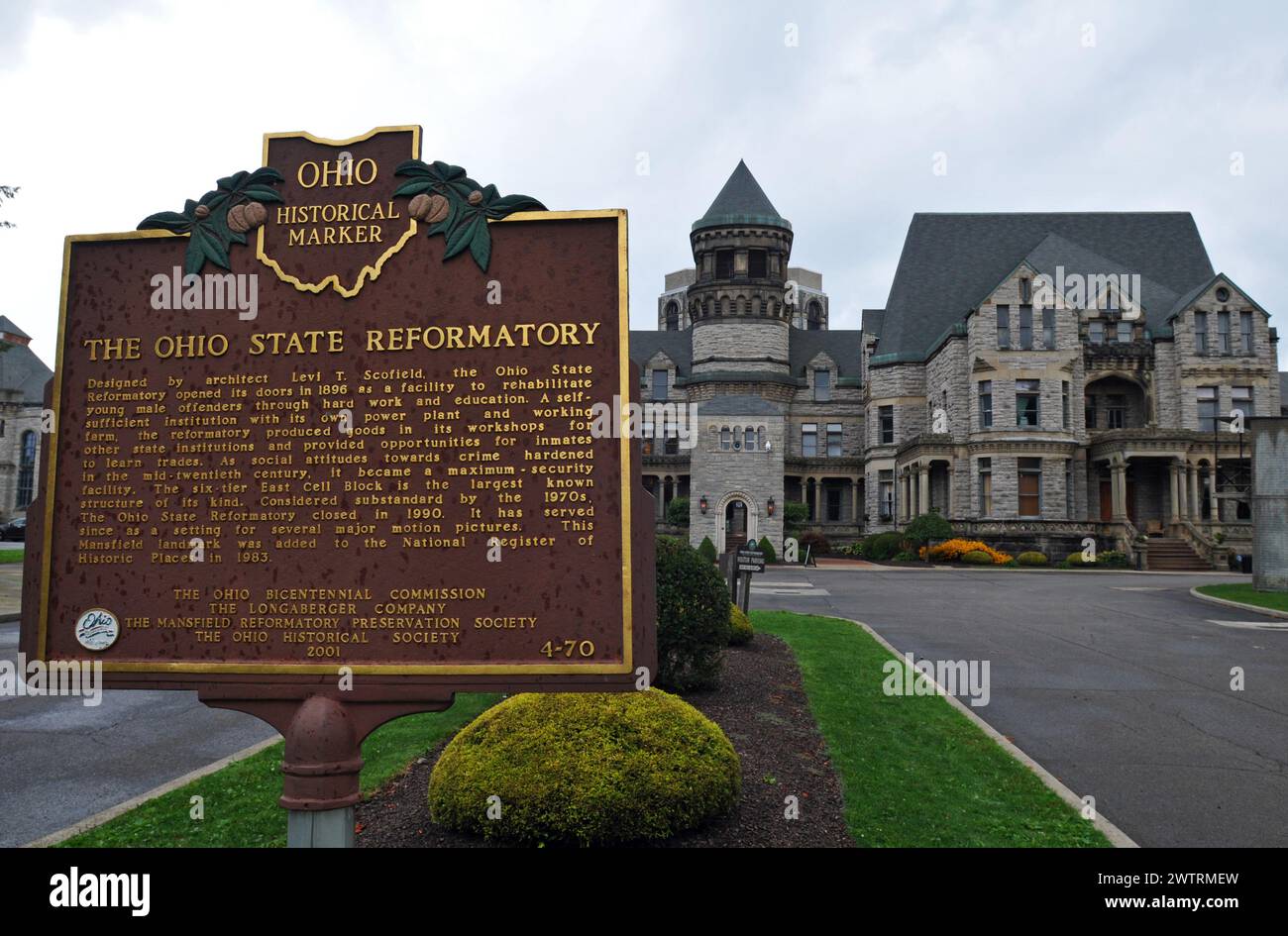 La prison de l'Ohio State Reformatory à Mansfield, une ancienne prison, est maintenant une attraction touristique et un lieu de tournage pour des films comme la rédemption de Shawshank. Banque D'Images