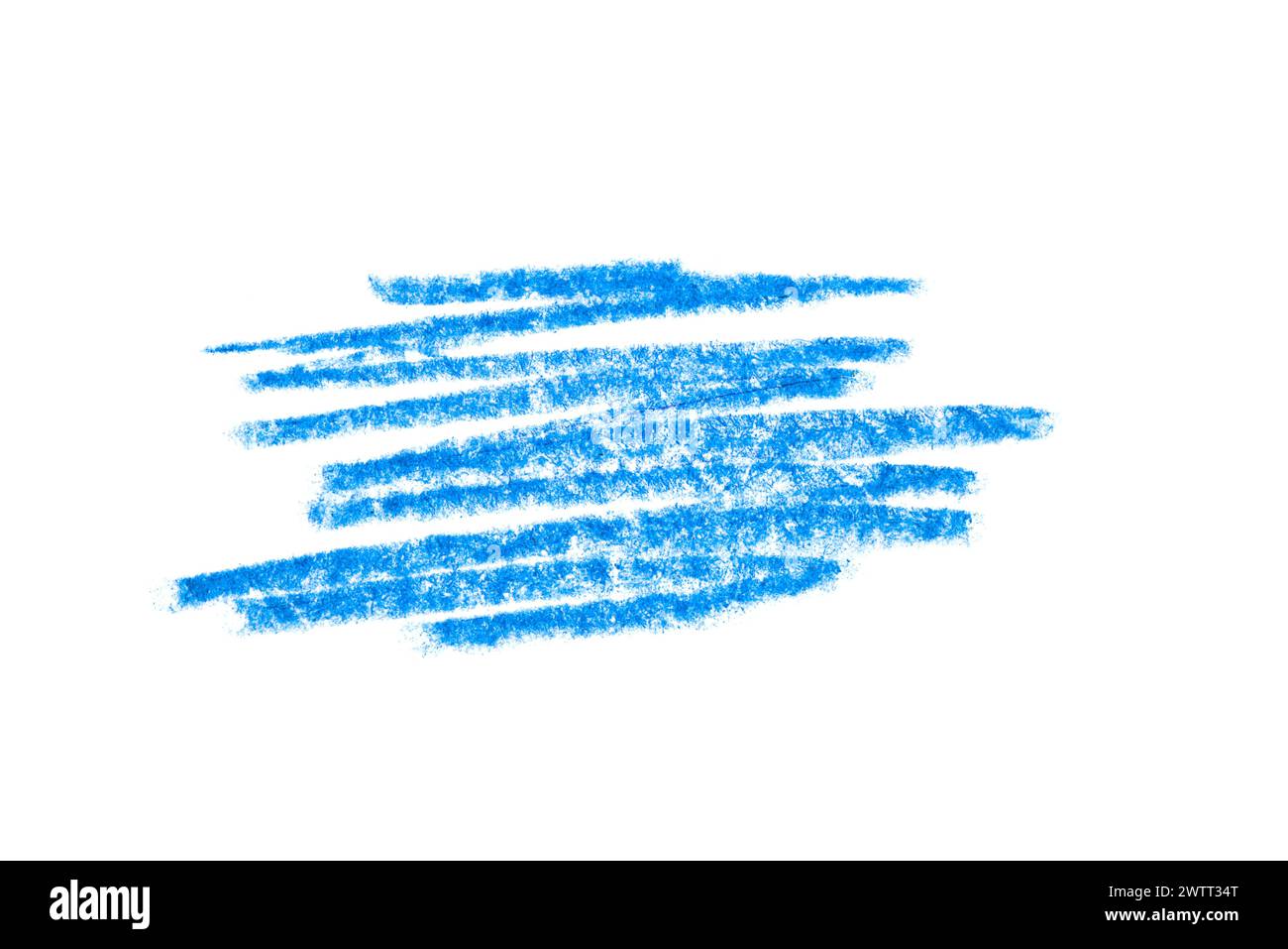 Trait de crayon bleu artistique sur toile blanche pour la conception de votre logo de marque. Banque D'Images