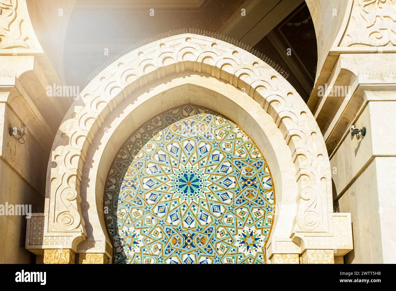 Ornements décoratifs à la mosquée Casablanca Grand Moche au Maroc Banque D'Images