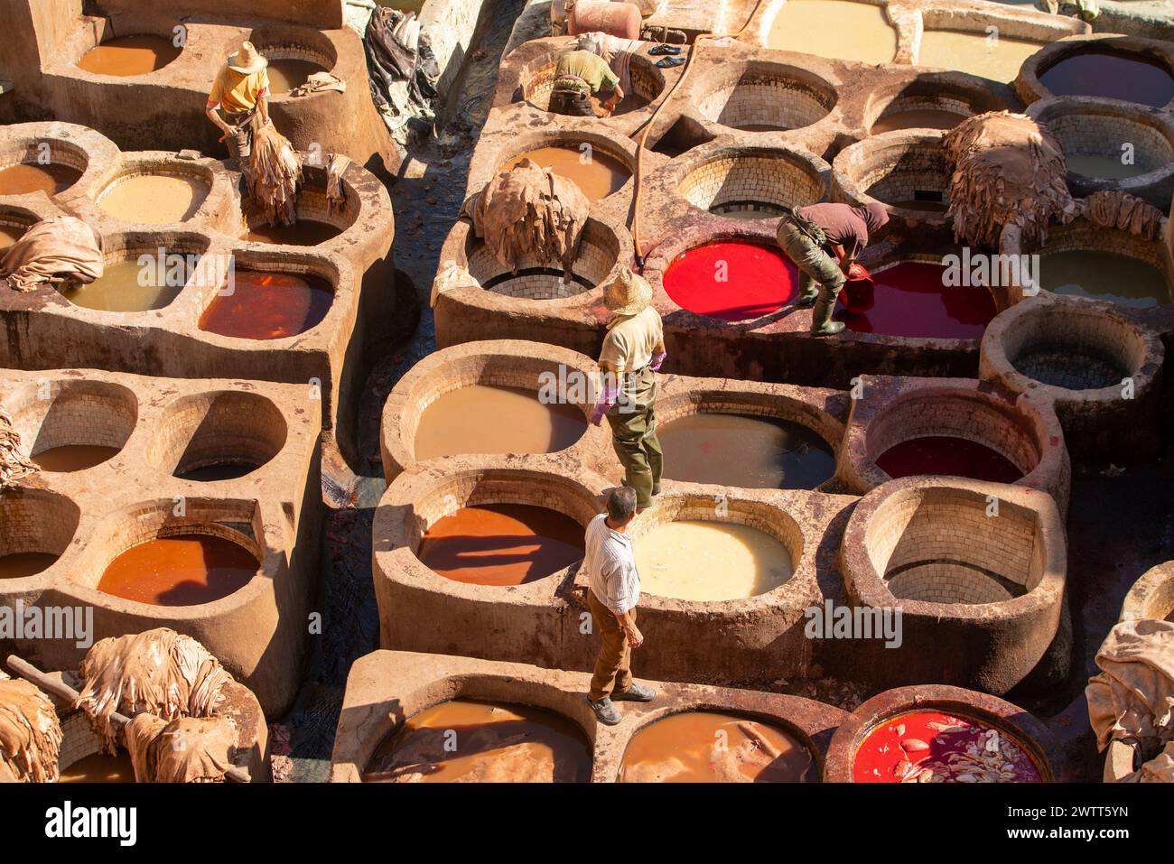 Historique Tannerie Chouara, Tannerie Chouara à Fès Banque D'Images