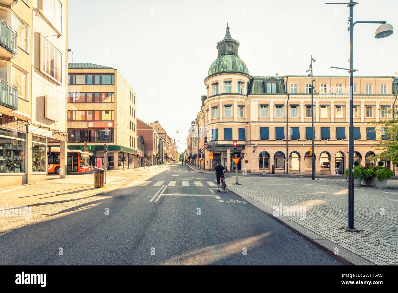 Le centre-ville de la ville de Linköping en été Banque D'Images