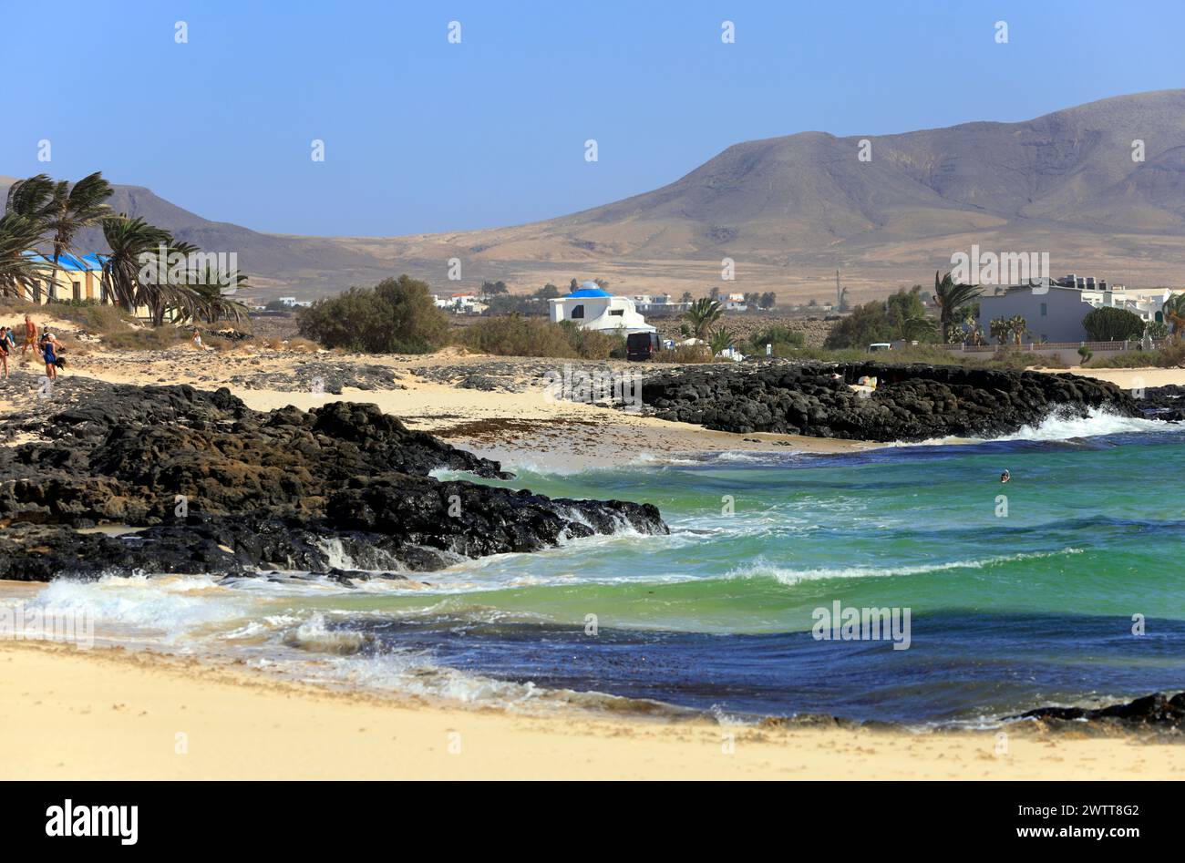 Plage, El Cotillo, Fuerteventura, Îles Canaries, Espagne. Banque D'Images