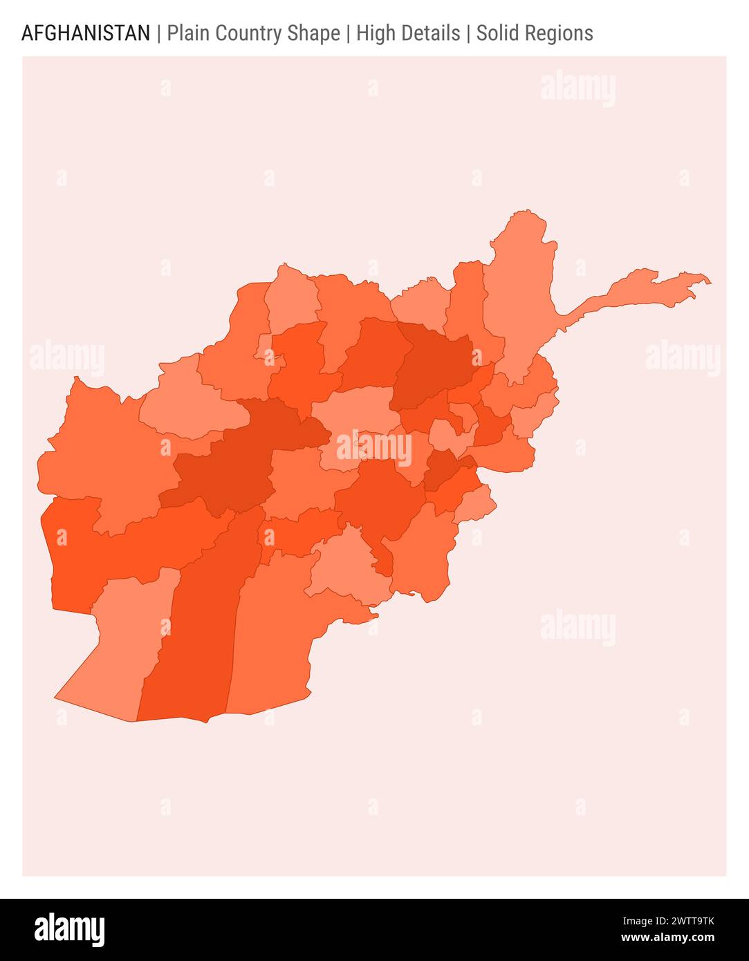 Carte du pays de plaine de l'Afghanistan. Détails élevés. Style des régions solides. Forme de l'Afghanistan. Illustration vectorielle. Illustration de Vecteur