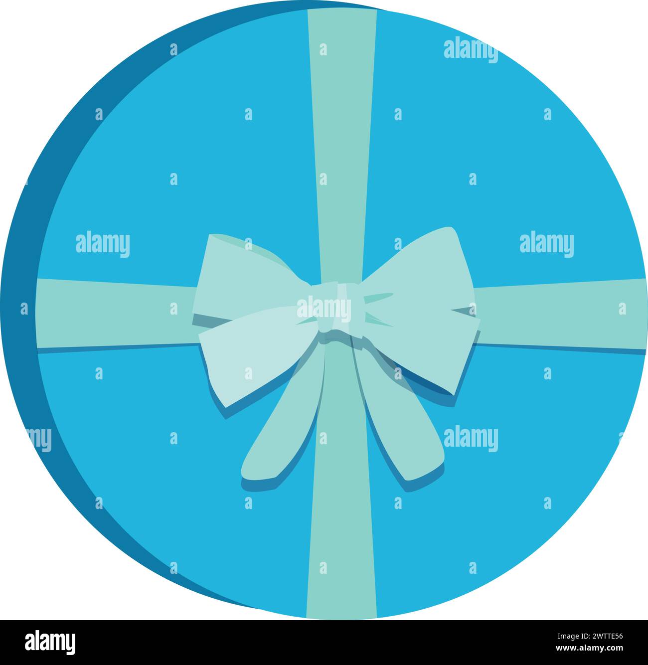 Présent dans une boîte ronde avec icône de couleur ruban de noeud bleu Illustration de Vecteur