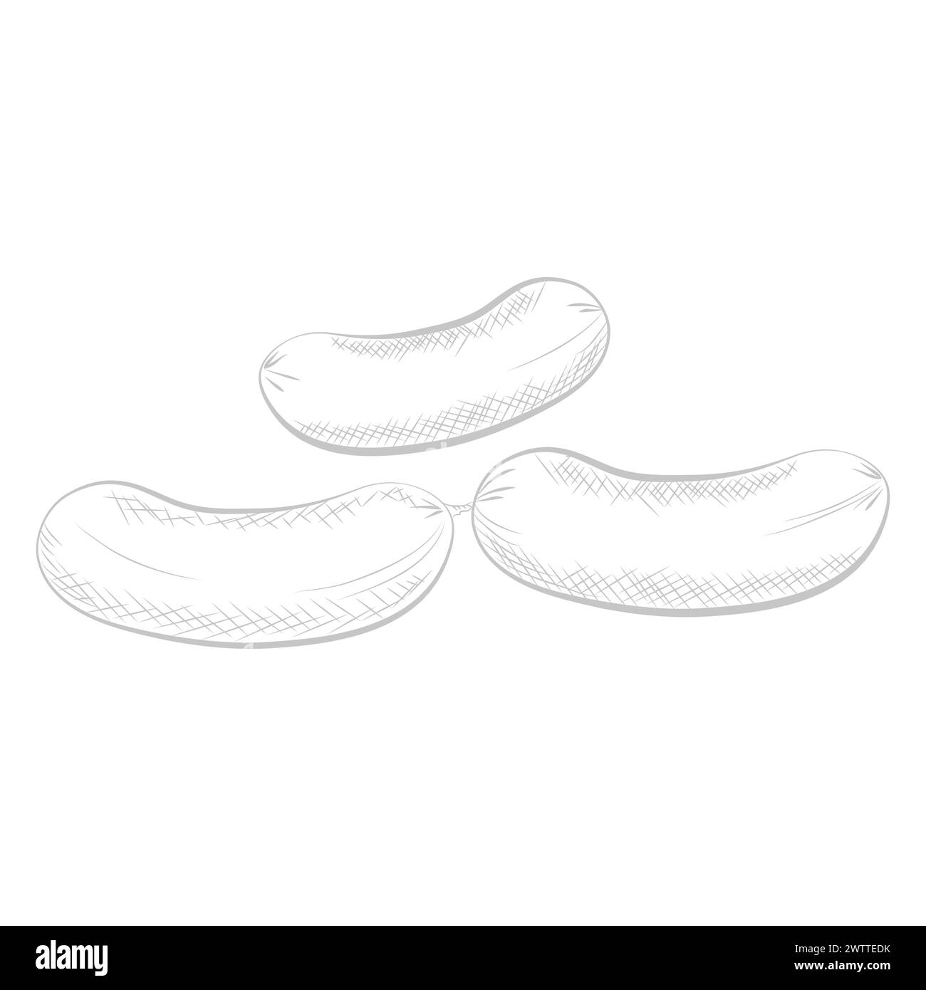 Croquis de ligne de produits de saucisses et de viande, illustration vectorielle de menu de magasin de bouchers charcuterie Illustration de Vecteur