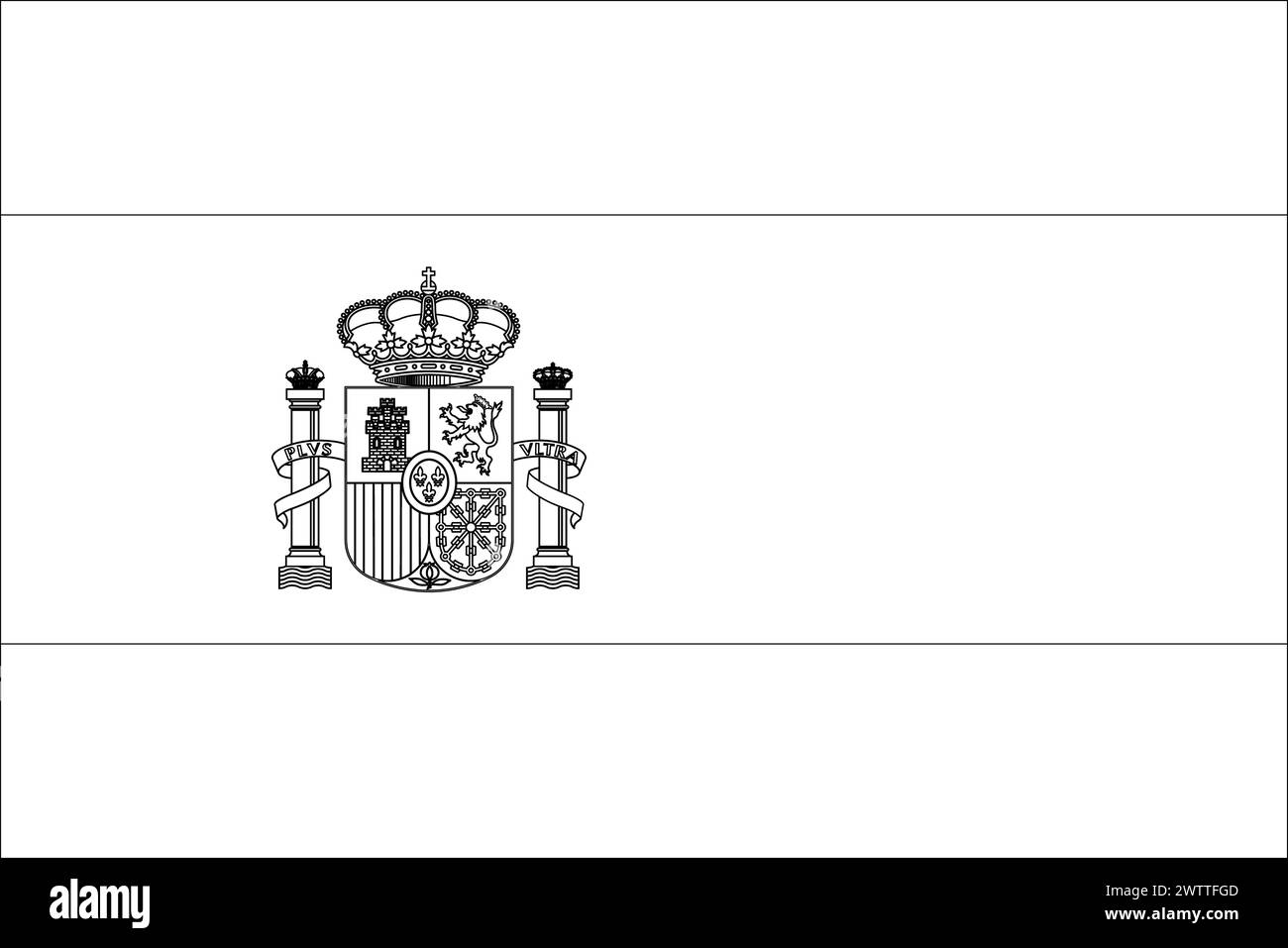 Drapeau de l'Espagne - filaire de contour vectoriel noir mince isolé sur fond blanc. Prêt pour la coloration. Illustration de Vecteur