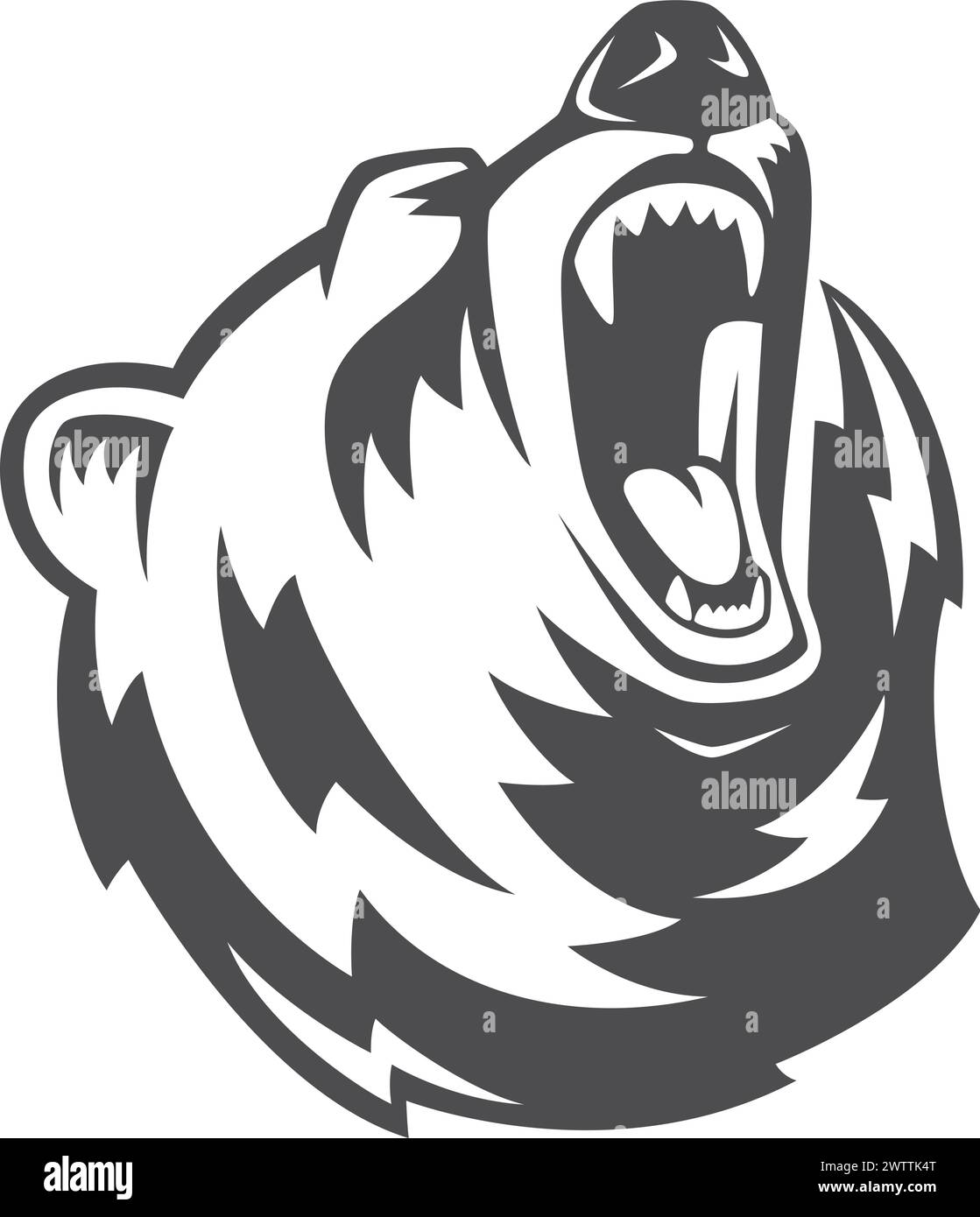 Logo tête d'ours. Icône noire animale agressive Illustration de Vecteur